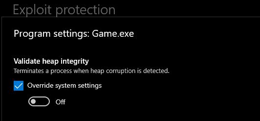 Windows Exploit Protection Program - Validate Heap Integrity